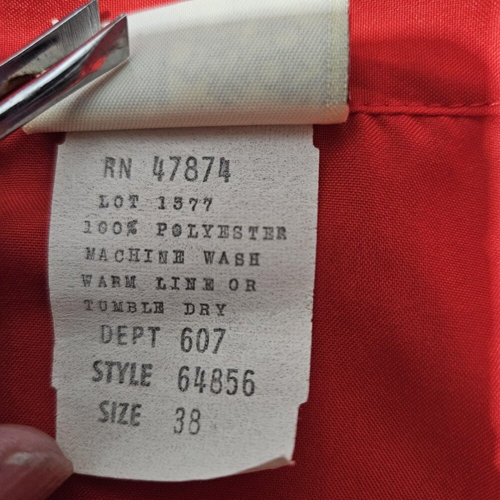 Vintage Sears Fashion Place Shirt Womens 38 Red Long Sleeve Blouse 70s Secretary - Picture 10 of 10